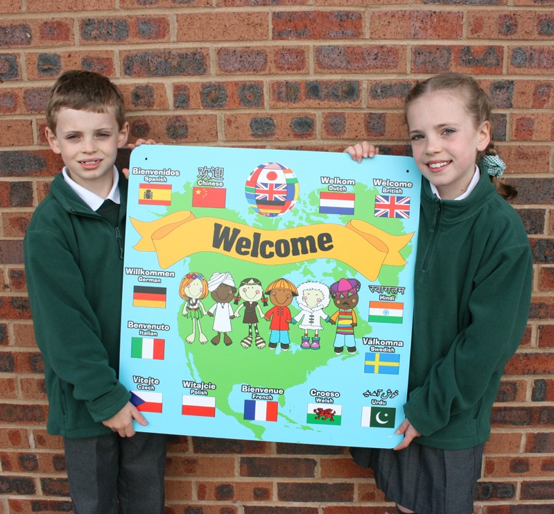 Multicultural Welcome Language and Flag Sign 100cm x 100cm | School ...