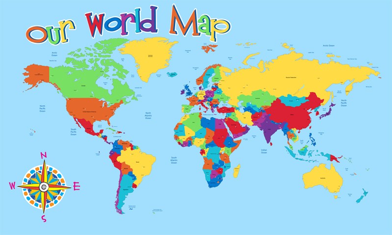 World Map Rectangle | School Signs, Nursery Signs, Whiteboards, Safety ...